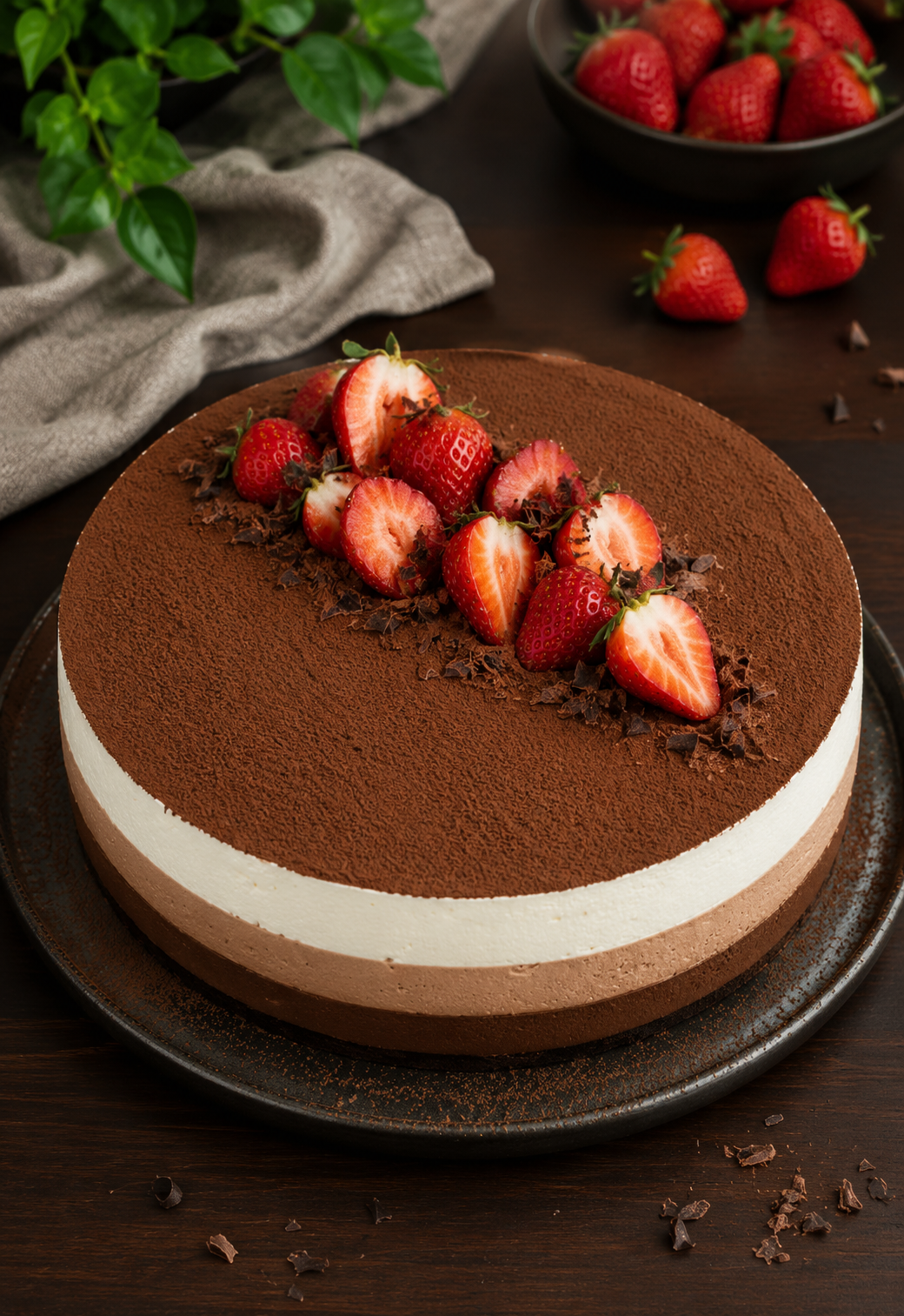 No-Bake Triple Chocolate Mousse Cake