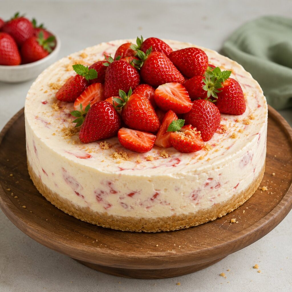 No Bake Strawberry Cheesecake