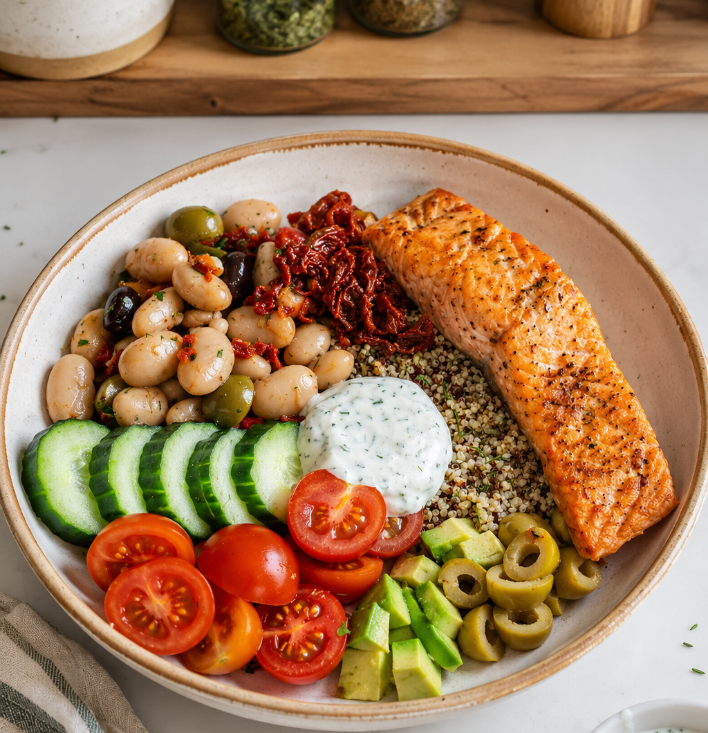 High Protein Salmon Quinoa Bowl