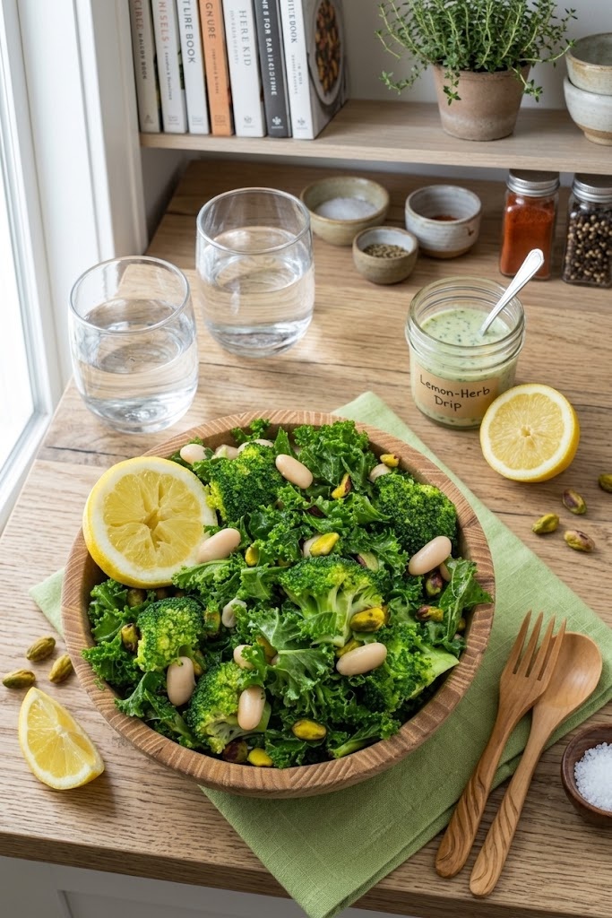 Healthy Superfood Kale Salad with Creamy Herb Dressing